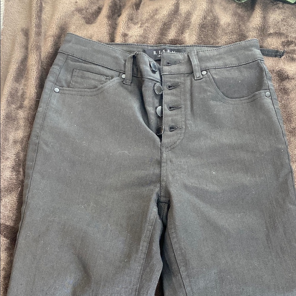 Risen High-Waisted Black Jeans